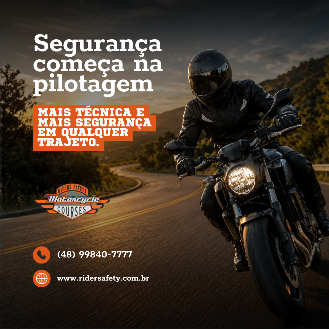 Na Rider Safety, você aprende técnicas que aumentam seu controle, melhoram seus reflexos e ajudam a reduzir riscos no trânsito. Tudo com orientação profissional e treinamento prático para evoluir sua pilotagem com mais confiança.