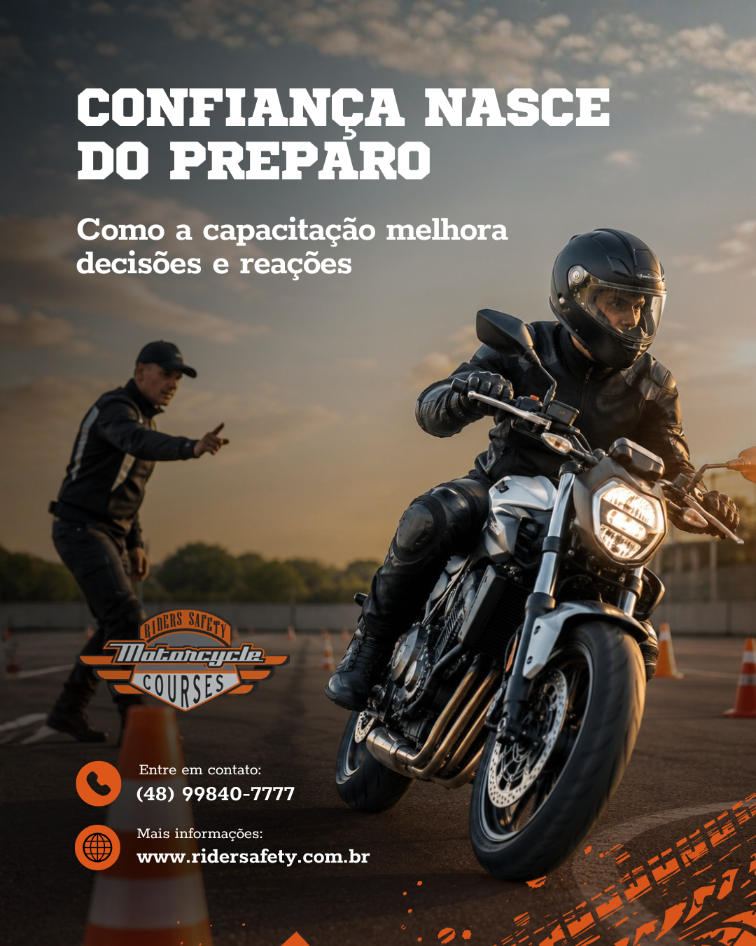 Na Rider Safety, acreditamos que treinamento é a base para uma pilotagem mais consciente e preparada. Cada aprendizado fortalece sua confiança, reduz riscos e transforma sua experiência sobre duas rodas.