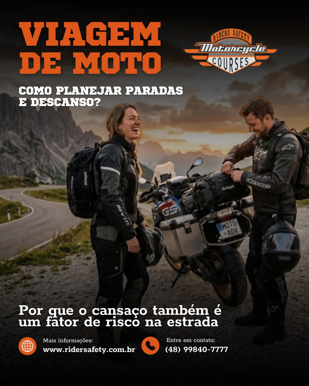 Por isso, planeje suas paradas durante o trajeto. Faça pausas regulares para descansar, hidratar-se, alimentar-se e recuperar a atenção antes de continuar.